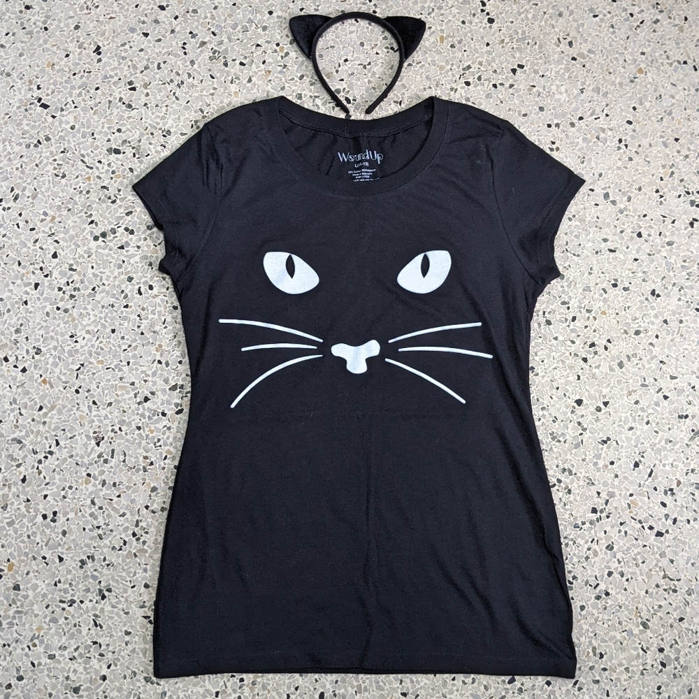 Glow in the Dark Cat Face Tshirt & Cat Ears